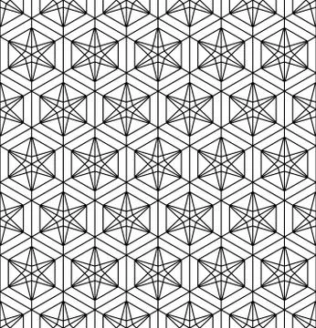 Seamless pattern based on Japanese geometric ornament .Black and white. Stock Illustration