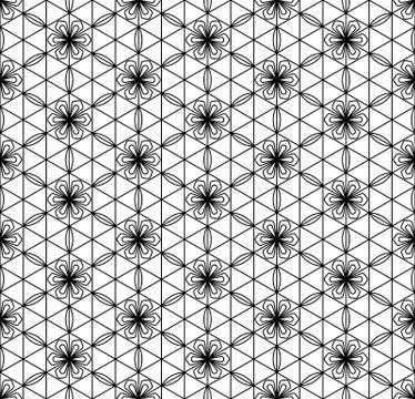 Seamless pattern based on Japanese geometric ornament .Black and white. Stock Illustration