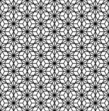 Seamless pattern based on Japanese ornament Kumiko.Black and white. Stock Illustration