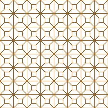 Seamless pattern based on Japanese ornament Kumiko.Golden color. Stock Illustration