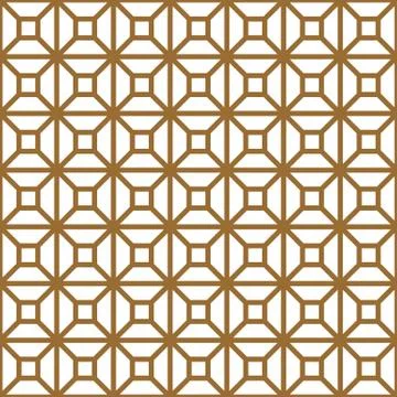 Seamless pattern based on Japanese ornament Kumiko.Golden color. Stock Illustration