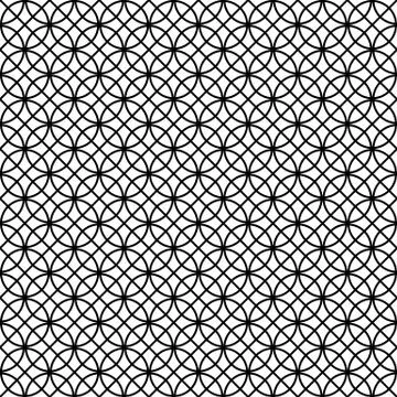 Seamless pattern based on Japanese ornament Kumiko.Black and white. Stock Illustration