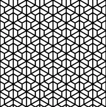 Seamless pattern based on Japanese ornament Kumiko.Black color lines. Stock Illustration