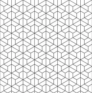 Seamless pattern based on Japanese ornament Kumiko.Black and white. Stock Illustration