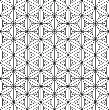 Seamless pattern based on Japanese ornament Kumiko.Black and white. Stock Illustration