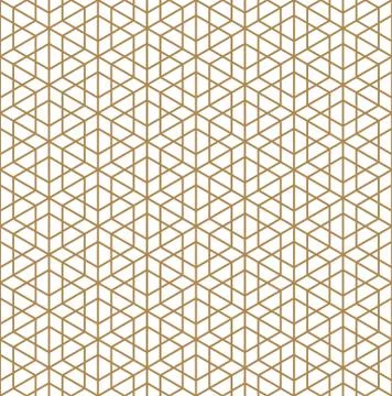 Seamless pattern based on Japanese ornament Kumiko.Golden color. Stock Illustration