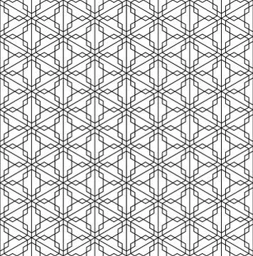 Seamless pattern based on Japanese ornament Kumiko.Black and white. Stock Illustration