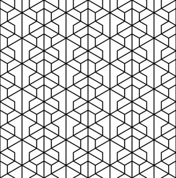 Seamless pattern based on Japanese ornament Kumiko.Black and white. Stock Illustration