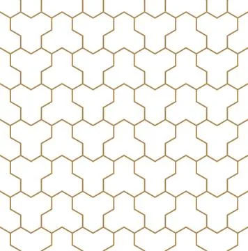 Seamless pattern based on Japanese ornament Kumiko.Golden color. Stock Illustration