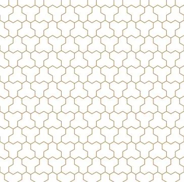 Seamless pattern based on Japanese ornament Kumiko.Golden color. Stock Illustration