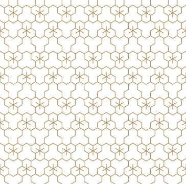 Seamless pattern based on Japanese ornament Kumiko.Golden color. Stock Illustration