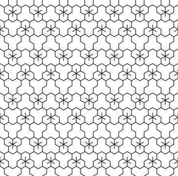 Seamless pattern based on Japanese ornament Kumiko.Black and white. Stock Illustration