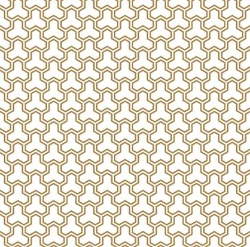 Seamless pattern based on Japanese ornament Kumiko.Golden color. Stock Illustration