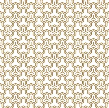 Seamless pattern based on Japanese ornament Kumiko.Golden color. Stock Illustration
