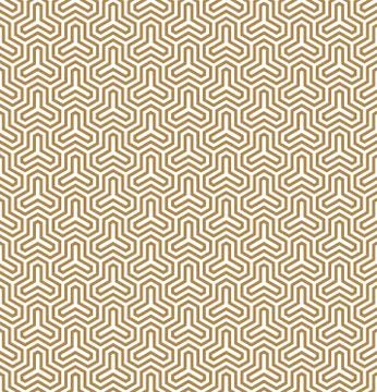 Seamless pattern based on Japanese ornament Kumiko.Golden color. Stock Illustration