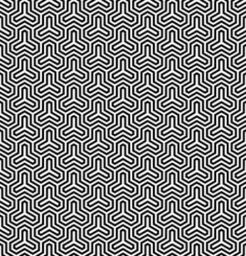 Seamless pattern based on Japanese ornament Kumiko.Black and white. Stock Illustration