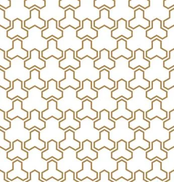 Seamless pattern based on Japanese ornament Kumiko.Golden color. Illustrazione stock