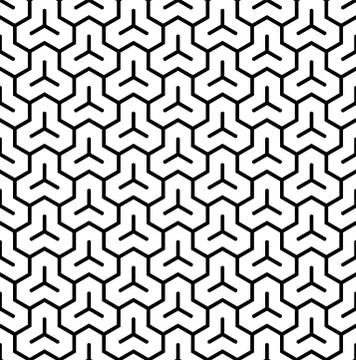 Seamless pattern based on Japanese ornament Kumiko.Black and white. Stock Illustration