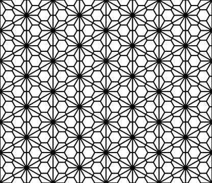 Seamless pattern based on Japanese ornament Kumiko.Black and white. Stock Illustration