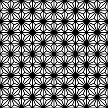 Seamless pattern based on japanese woodwork art.Black and white color. Stock Illustration