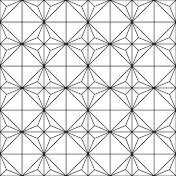 Seamless pattern based on japanese woodwork art.Black and white color. Stock Illustration