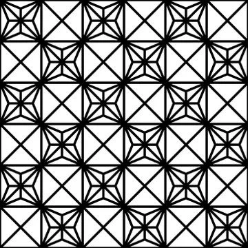 Seamless pattern based on japanese woodwork art.Black and white color. Stock Illustration