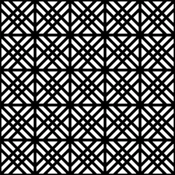 Seamless pattern based on japanese woodwork art.Black and white color.Rounded Stock Illustration