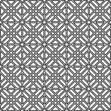 Seamless pattern based on japanese woodwork art.Black and white color.Double  Stock Illustration