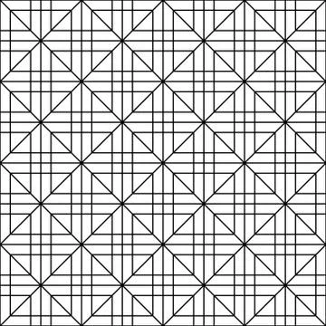 Seamless pattern based on japanese woodwork art.Black and white color. Illustrazione stock