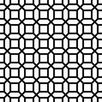 Seamless pattern based on japanese woodwork art.Black and white color. Stock Illustration