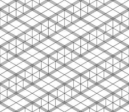 Seamless pattern based on japanese woodwork art.Black and white color. Stock Illustration