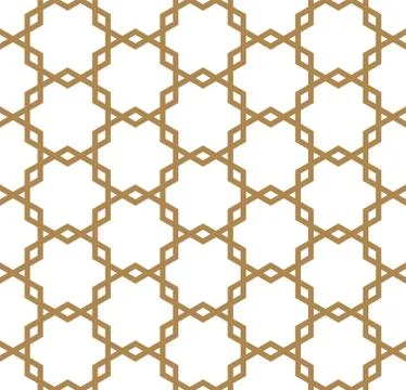 Seamless pattern based on Kumiko in golden color Stock Illustration