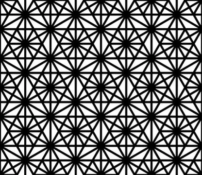 Seamless pattern based on ornament Kumiko.Black color lines. Stock Illustration