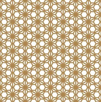 Seamless pattern based on ornament Kumiko.Golden color lines. Stock Illustration