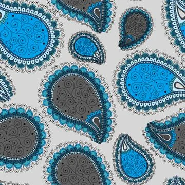 Seamless pattern based on traditional Asian elements Paisley. 스톡 일러스트