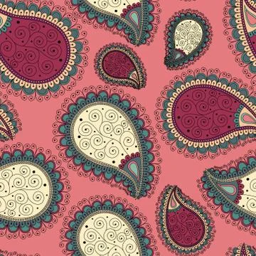 Seamless pattern based on traditional Asian elements Paisley. Stock Illustration