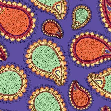 Seamless pattern based on traditional Asian elements Paisley. Illustrazione stock