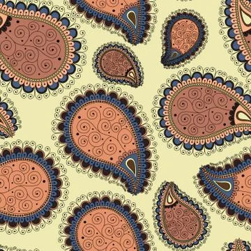 Seamless pattern based on traditional Asian elements Paisley. Stock Illustration