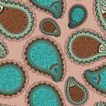 Seamless pattern based on traditional Asian elements Paisley. Stock Illustration