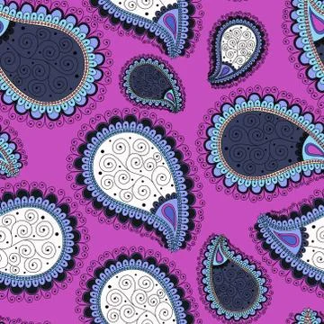 Seamless pattern based on traditional Asian elements Paisley. Illustrazione stock