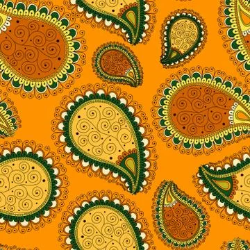 Seamless pattern based on traditional Asian elements Paisley. Stock Illustration