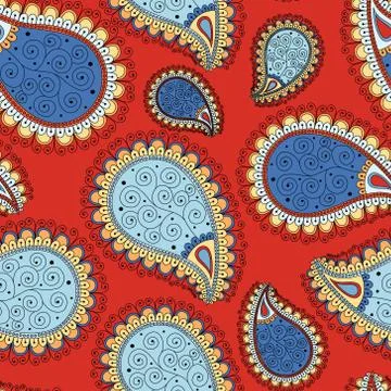 Seamless pattern based on traditional Asian elements Paisley. Illustrazione stock