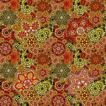 Seamless pattern based on traditional Asian elements Paisley. Colorful orange Stock Illustration