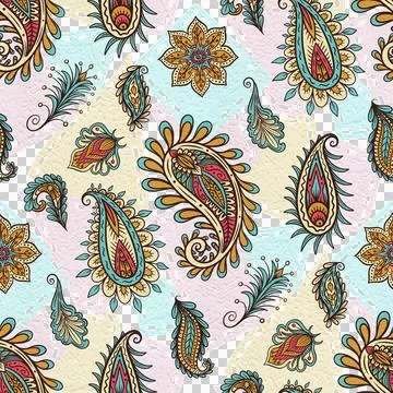 Seamless pattern based on traditional elements Paisley 스톡 일러스트