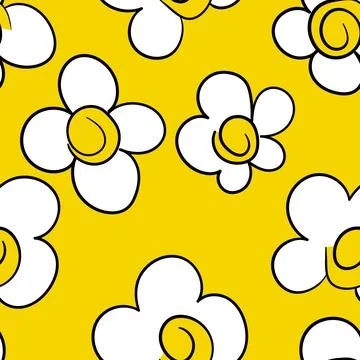 Seamless pattern based on traditional folk art flowers ornaments. Yellow and Stock Illustration