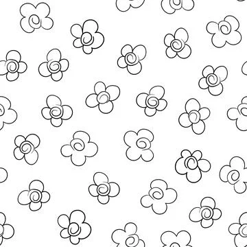 Seamless pattern based on traditional folk art flowers ornaments. Black and イラスト素材