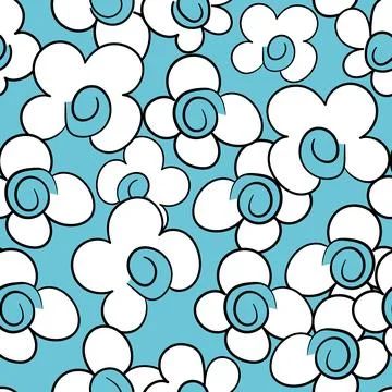 Seamless pattern based on traditional folk art flowers ornaments. Blue and white Stock Illustration