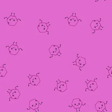Seamless pattern basic geometric shape character cartoon vector Illustrazione stock