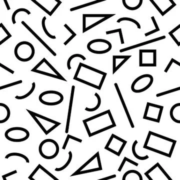 Seamless Pattern Basic Shape Black Background Stock Illustration