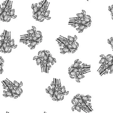 Seamless pattern basil pesto plant sketch hand drawn Stock Illustration
